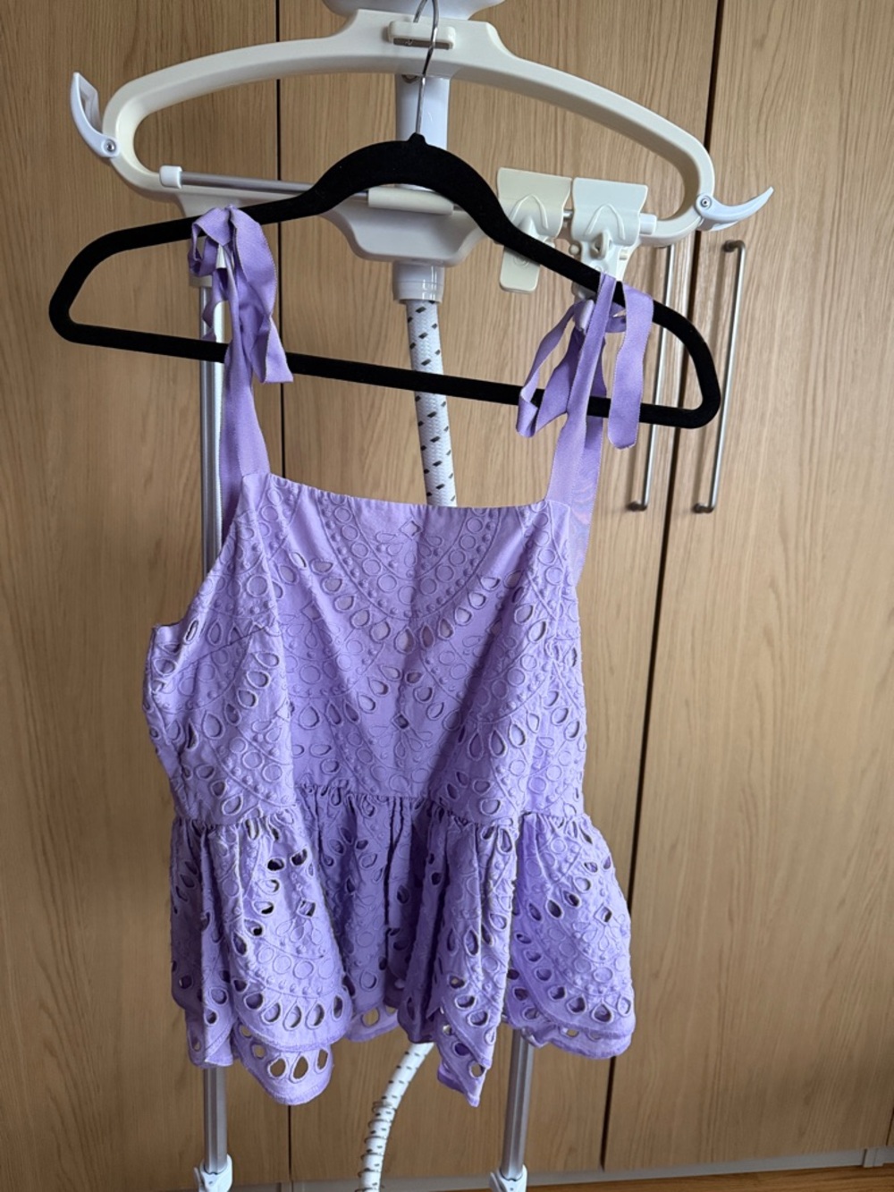 J. Crew Lavender Eyelet Tie-Shoulder Peplum Camisole - Picture 1 of 6